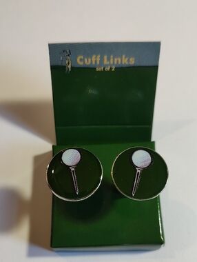 Source Unknown Green Enamel Golf Tee Cuff Links - Pair